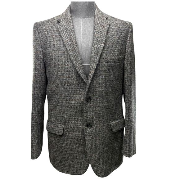 Harris Tweed Sears Blazer Men Size 44 100% Wool Brown Sports Coat 70’s Vintage - Picture 1 of 6